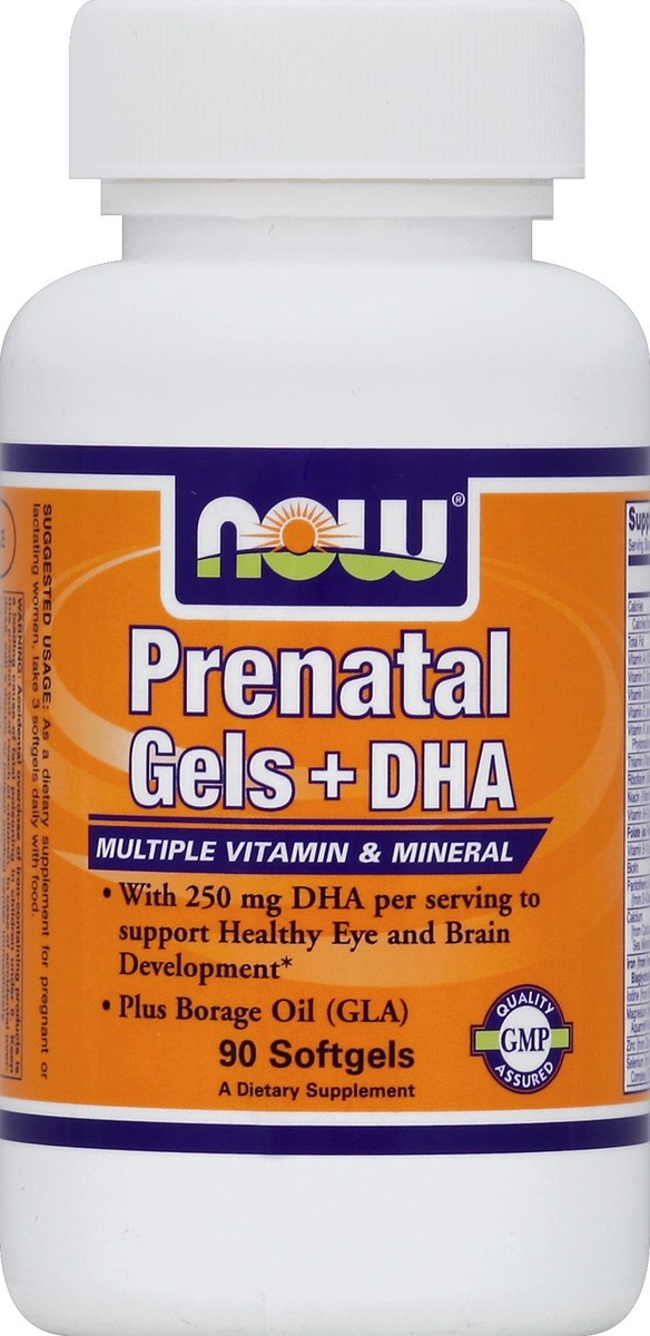 slide 2 of 2, NOW Prenatal Gels + DHA, 90 ct