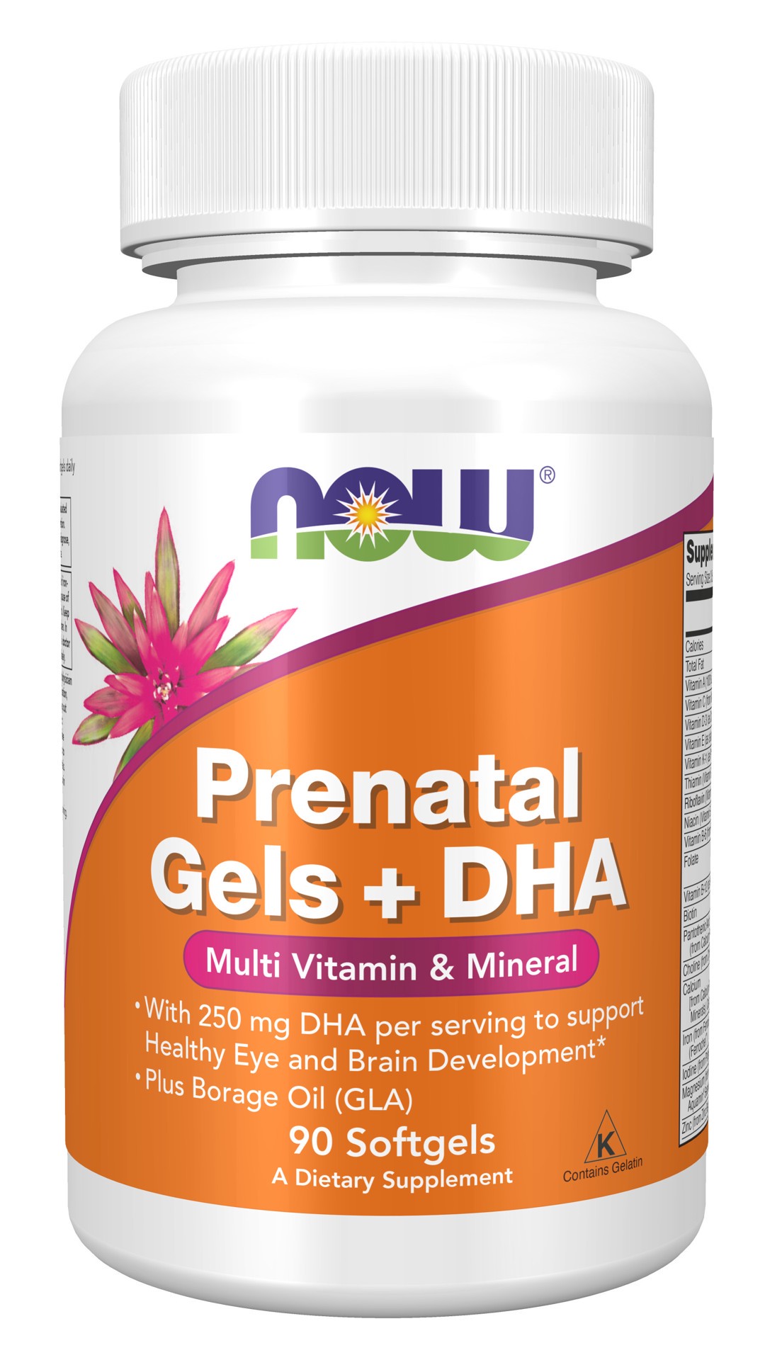 slide 1 of 2, NOW Prenatal Gels + DHA, 90 ct