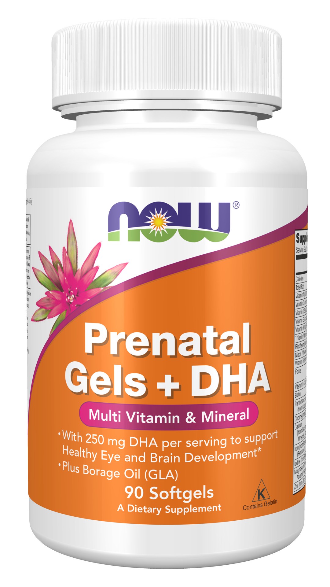 slide 1 of 2, NOW Supplements Prenatal Gels + DHA, 90 ct