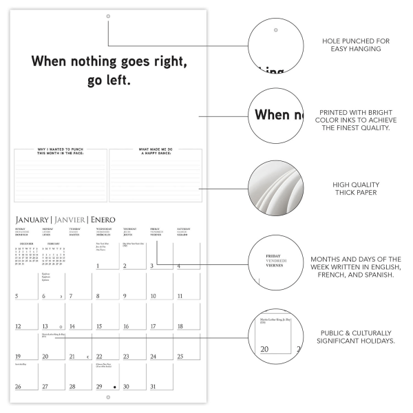 slide 3 of 5, 2025 Graphique Humor Monthly Wall Calendar, 12"" X 12"", Punch Today, January 2025 To December 2025, Cy232, 1 ct