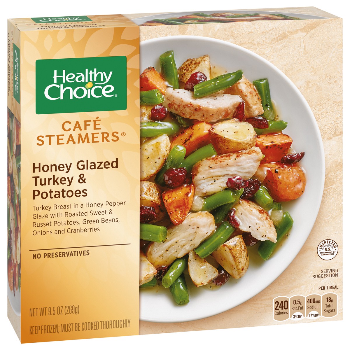 slide 3 of 9, Healthy Choice Cafe Steamers Honey Glazed Turkey & Potatoes 9.5 oz, 9.5 oz