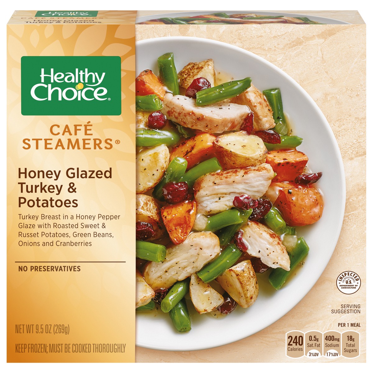 slide 1 of 9, Healthy Choice Cafe Steamers Honey Glazed Turkey & Potatoes 9.5 oz, 9.5 oz