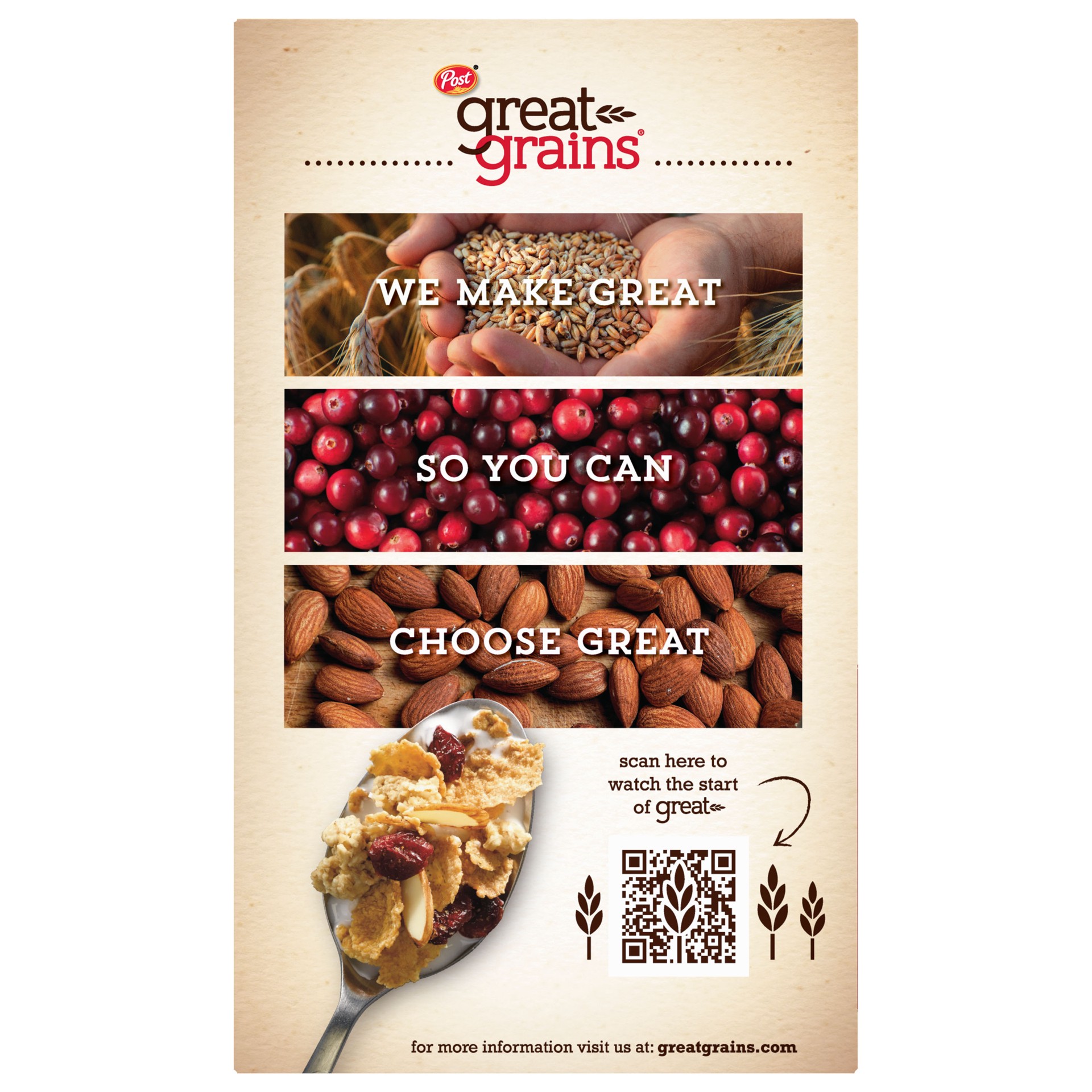 slide 2 of 5, Post Great Grains Cranberry Almond Crunch Cereal, 14 OZ Box, 14 oz