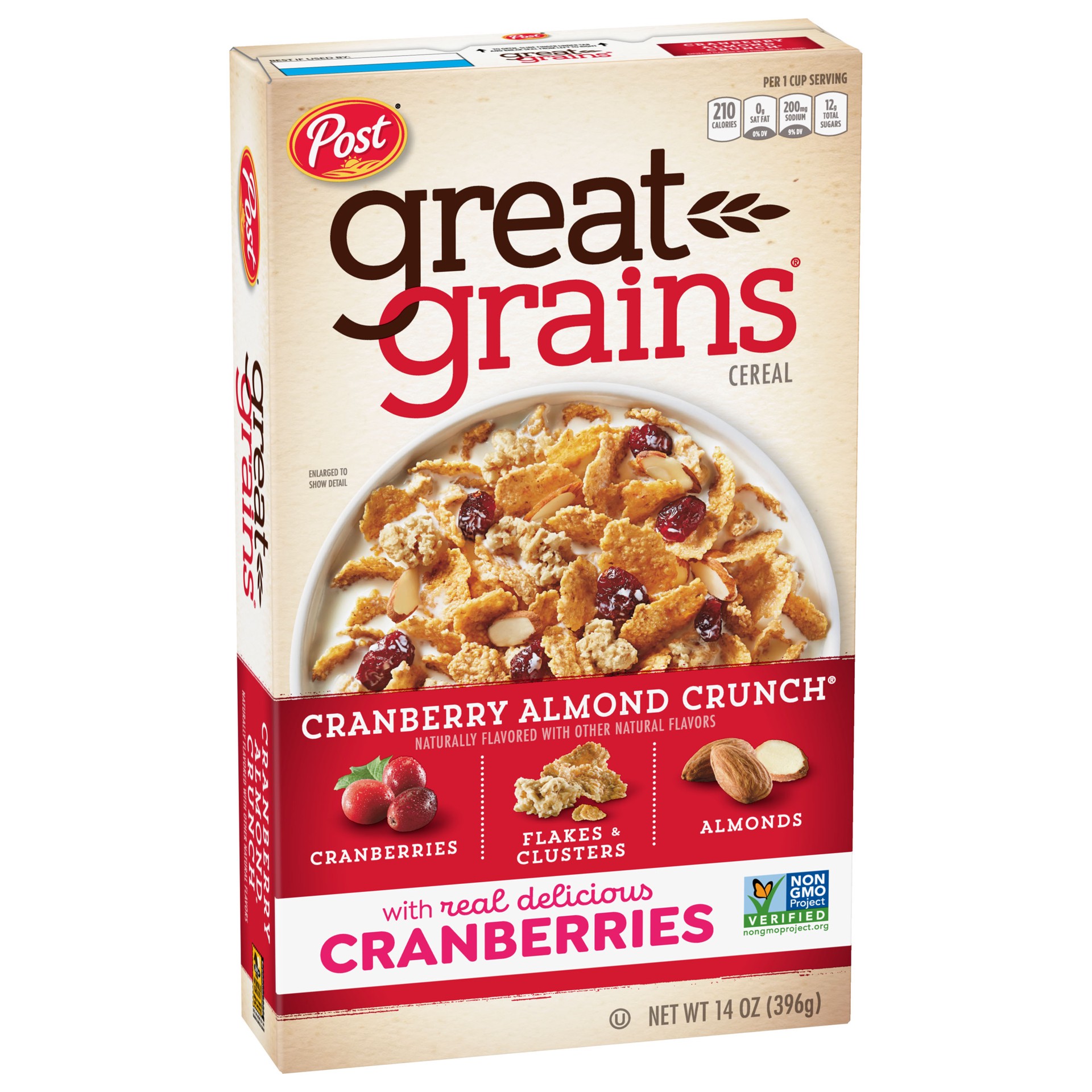 slide 5 of 5, Post Great Grains Cranberry Almond Crunch Cereal, 14 OZ Box, 14 oz