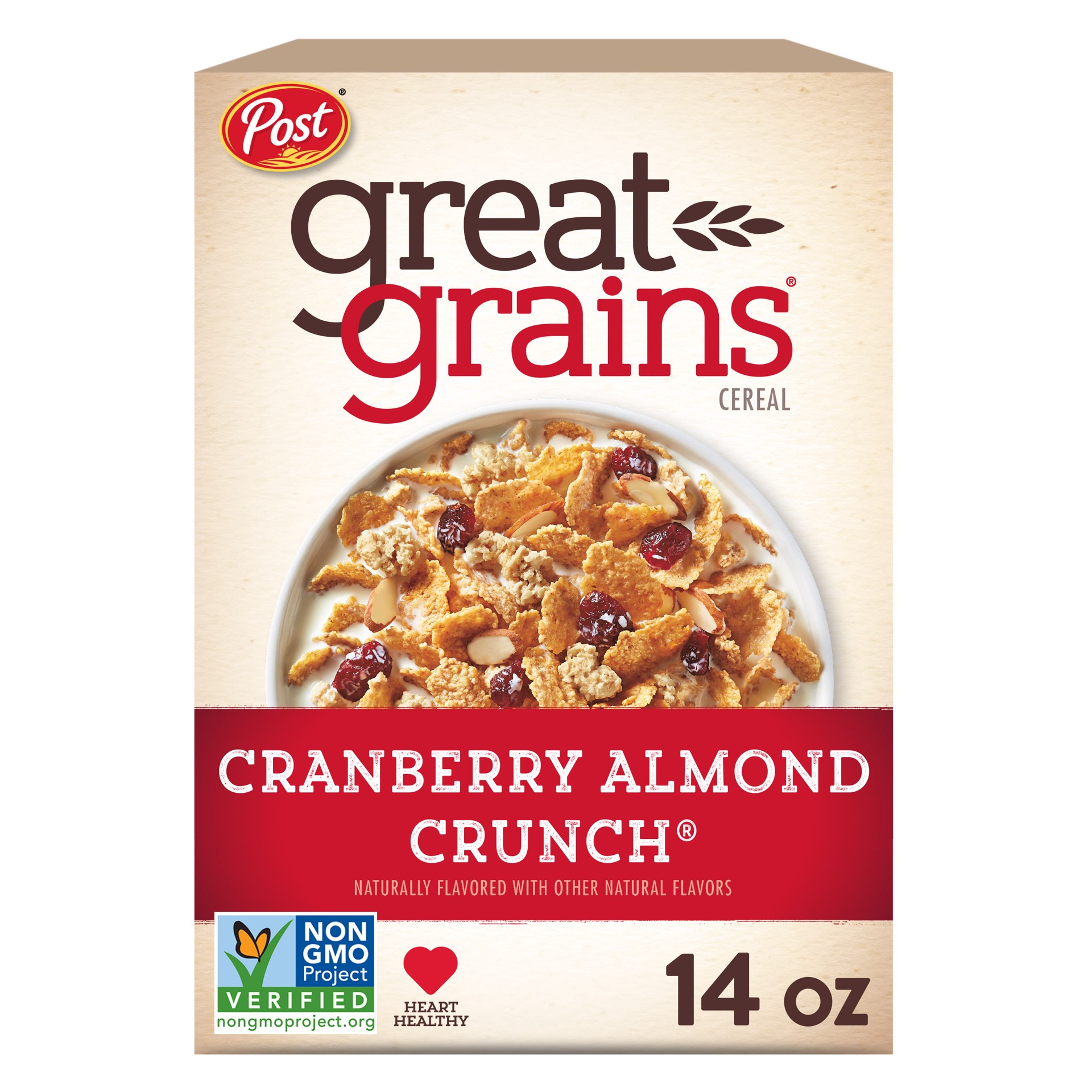 slide 1 of 5, Post Great Grains Cranberry Almond Crunch Cereal, 14 OZ Box, 14 oz