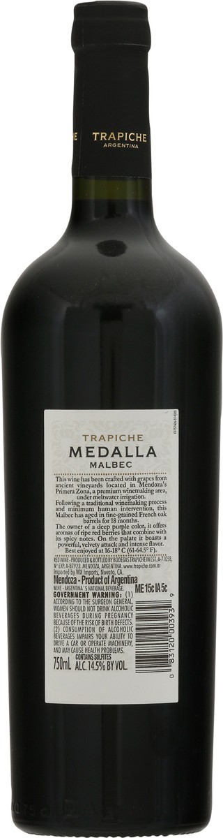 slide 3 of 11, Trapiche™ Medalla Malbec Red Wine - 750ml, 2016 Mendoza, Argentina, 25.36 fl oz