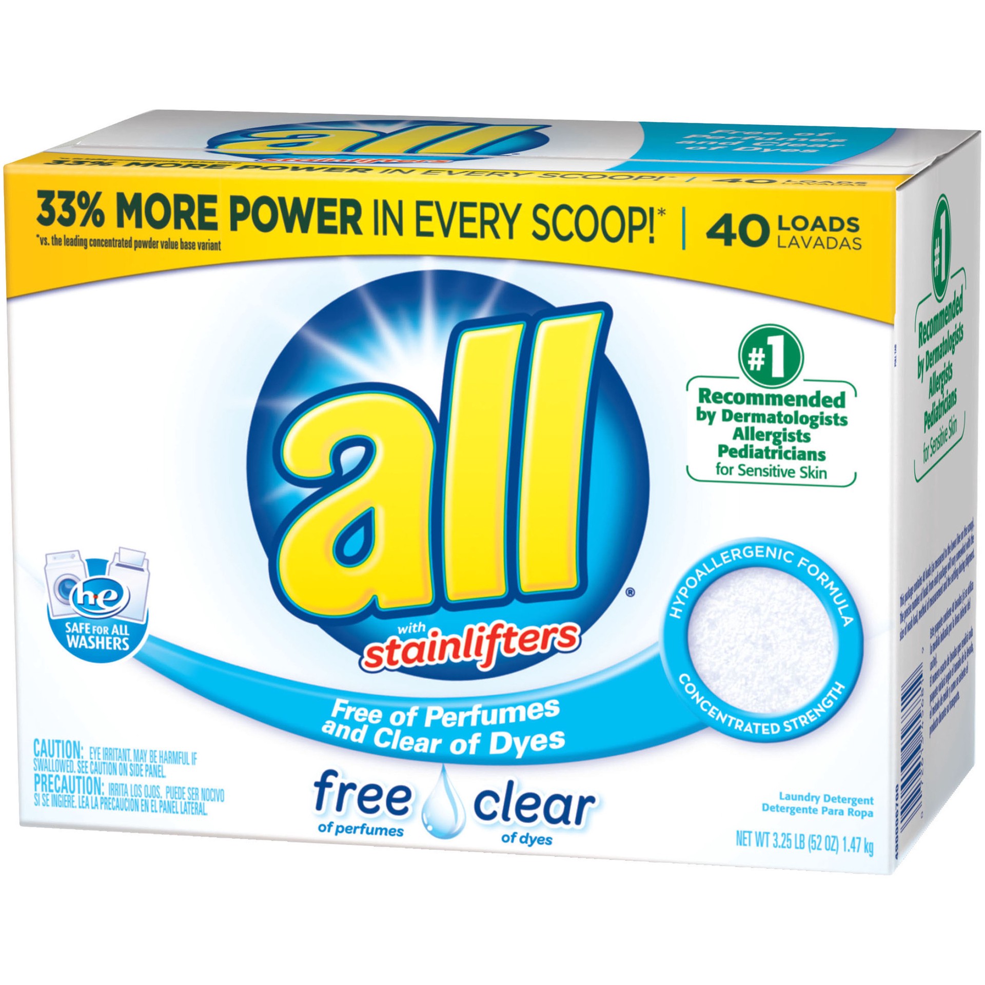 slide 2 of 3, All with Stainlifters Free Clear Laundry Detergent 3.25 lb, 3.25 lb