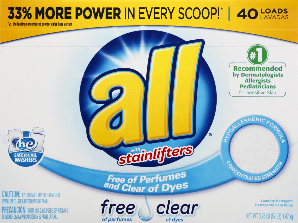 slide 1 of 3, All with Stainlifters Free Clear Laundry Detergent 3.25 lb, 3.25 lb