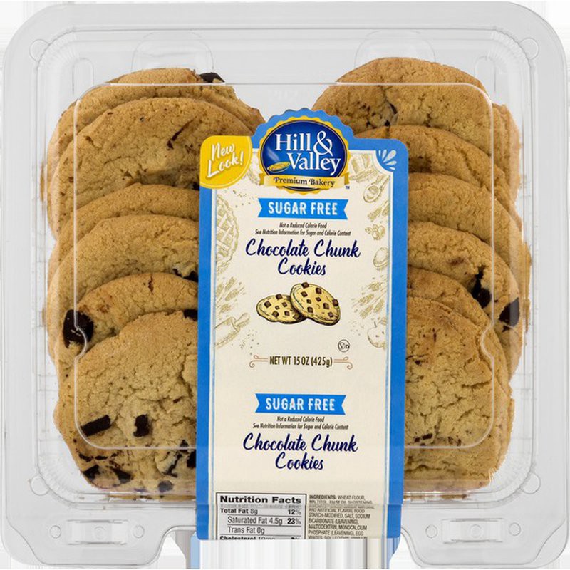 slide 1 of 1, Hill & Valley Sugar Free Chocolate Chip Cookies, 15 oz