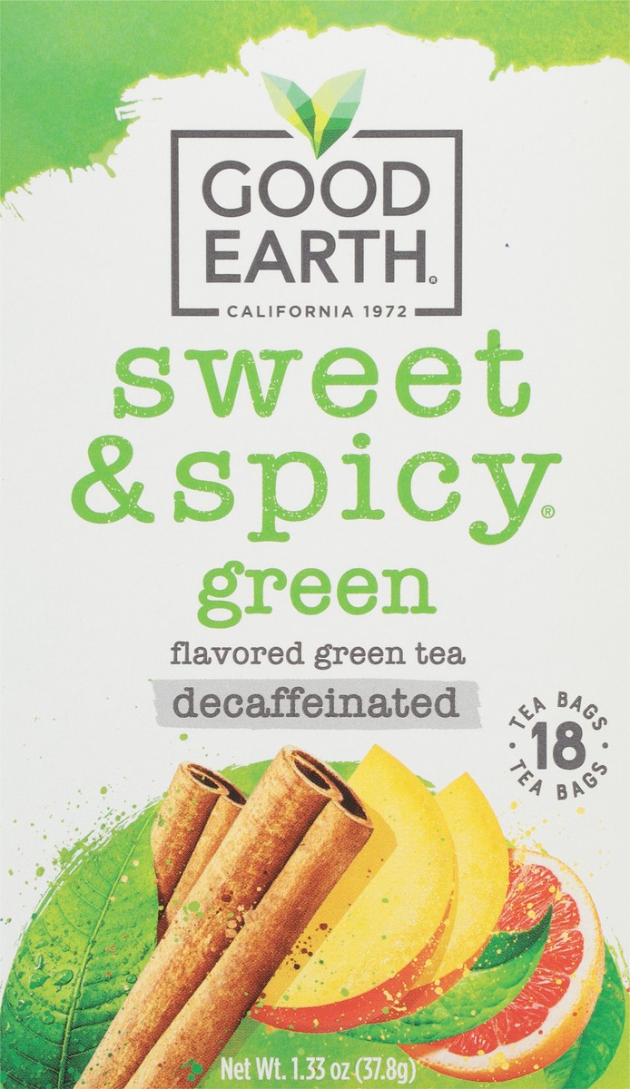 slide 10 of 13, Good Earth Sweet & Spicy Decaffeinated Tea Bags Green Green Tea 1.33 oz, 1.33 oz