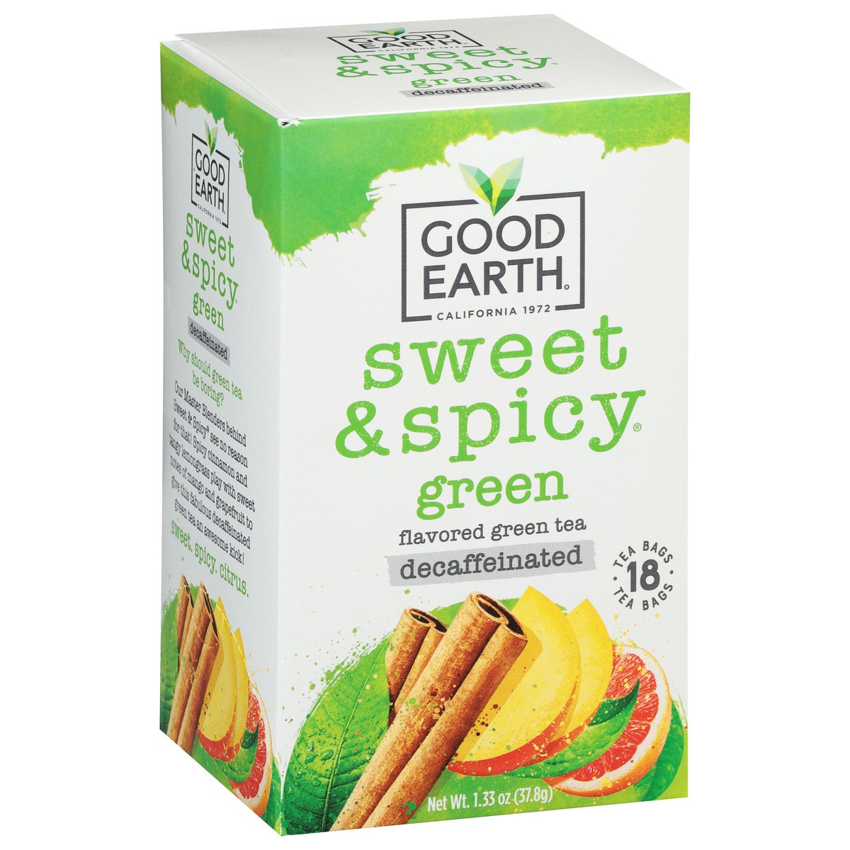 slide 6 of 13, Good Earth Sweet & Spicy Decaffeinated Tea Bags Green Green Tea 1.33 oz, 1.33 oz