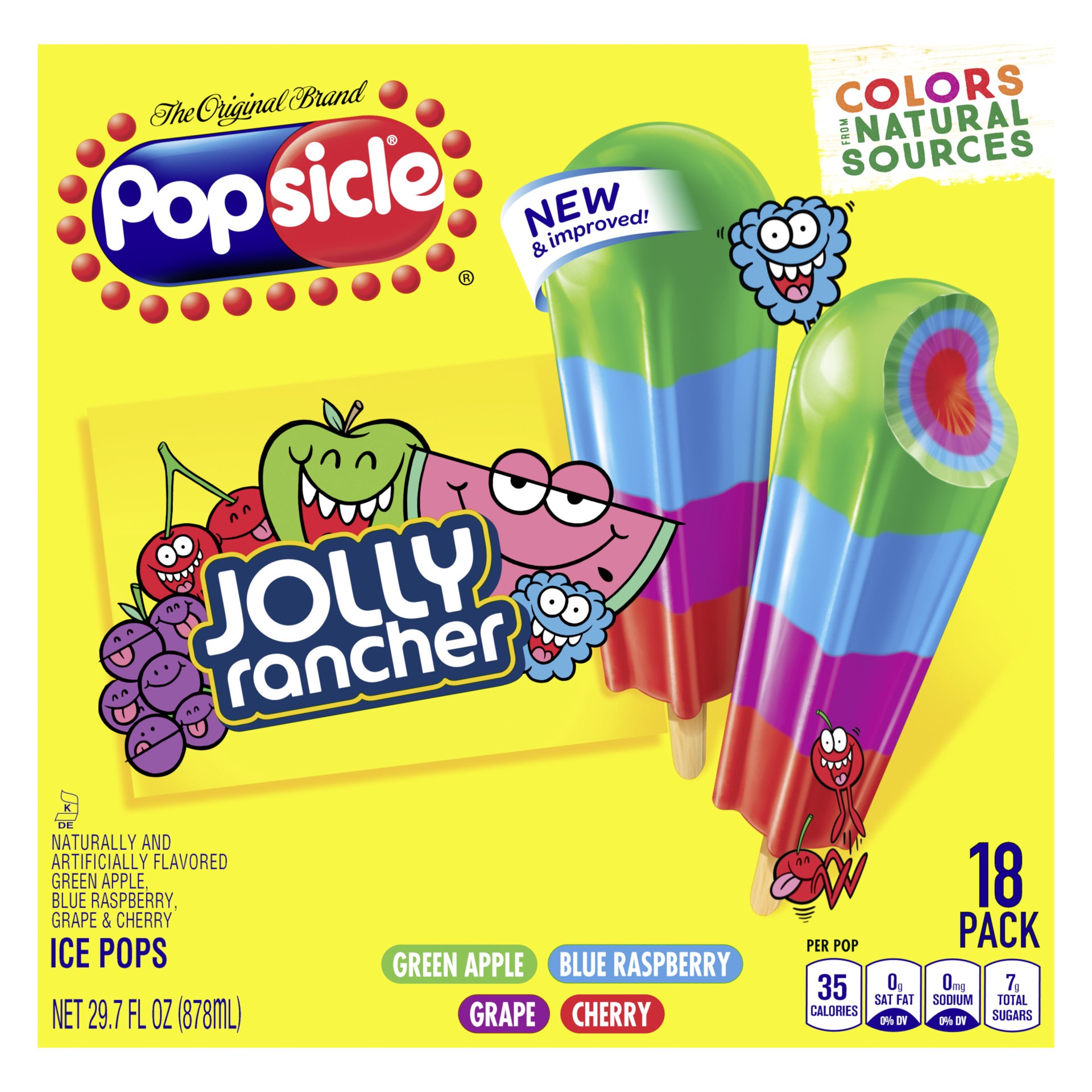 slide 1 of 9, Popsicle Jolly Rancher™ Ice Pops Candy Flavor Ice Pop, 29.7 oz, 18 Count, 18 ct; 29.7 fl oz