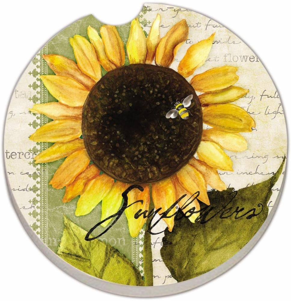 slide 1 of 1, Counter Art Sunflowers In Bloom Car Coaster - Yellow, 2.5 in