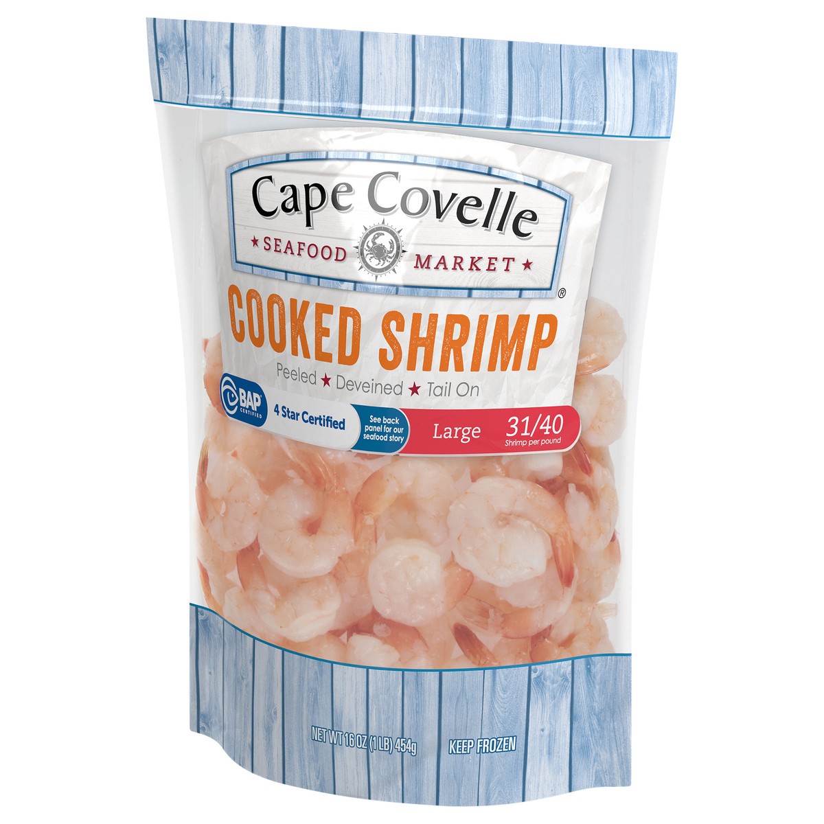 slide 3 of 4, Cape Covelle Seafood Market Cooked Large Shrimp 16 oz, 16 oz