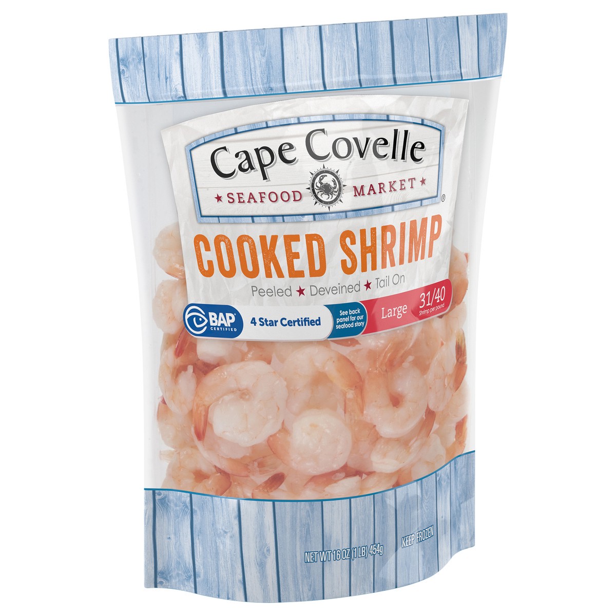 slide 2 of 4, Cape Covelle Seafood Market Cooked Large Shrimp 16 oz, 16 oz
