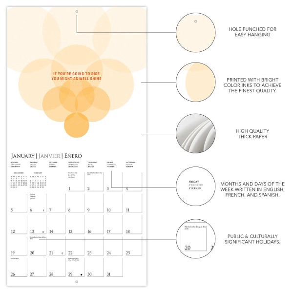 slide 3 of 5, 2025 Graphique Inspirational Monthly Wall Calendar, 12"" X 12"", Mindset, January 2025 To December 2025, Cy068, 1 ct