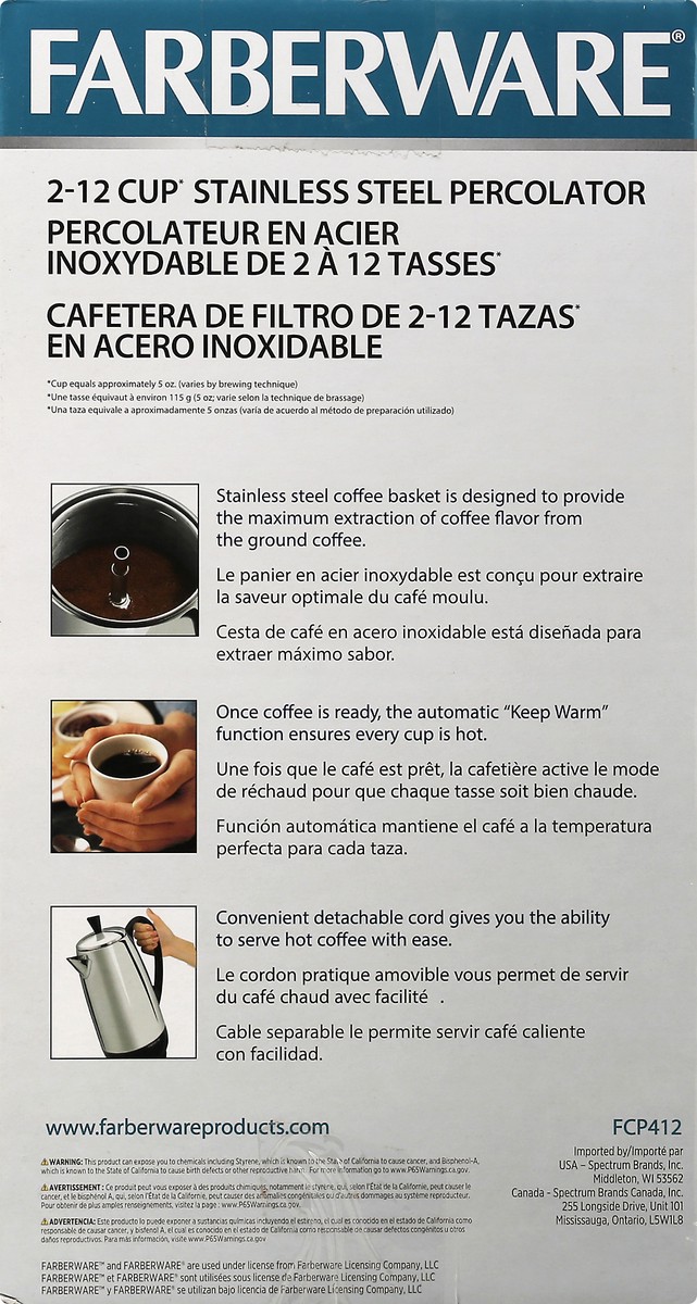 slide 9 of 10, Farberware Stainless Steel 2-12 Cup. Percolator 1 ea, 1 ct