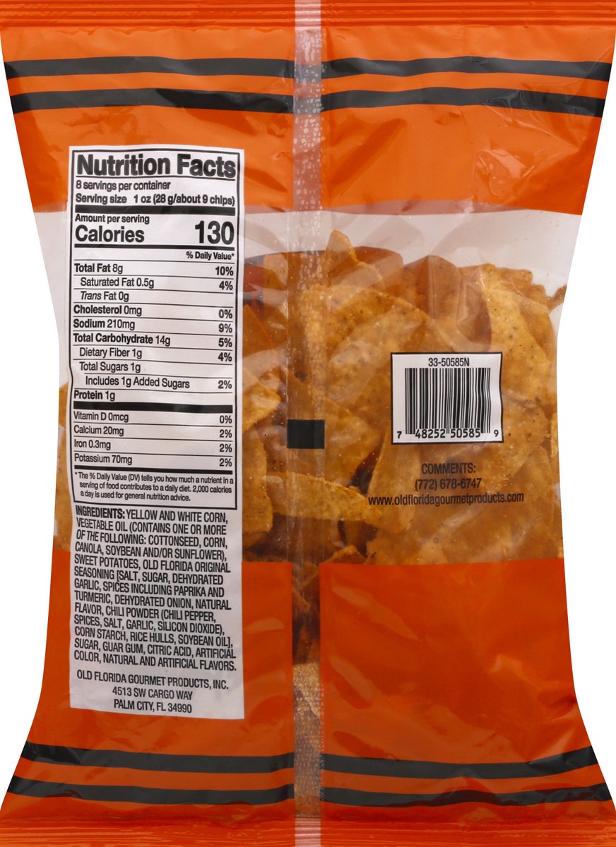 slide 5 of 9, Old Florida Gourmet Products Sweet Potato Tortilla Chips 8 oz, 8 oz