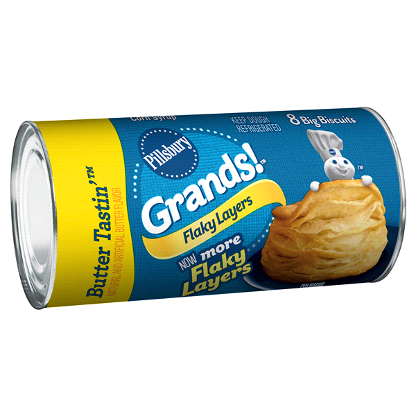 slide 1 of 1, Pillsbury Grands! Refrigerated Flaky Layers Butter Tastin' Biscuits, 8 ct; 16.3 oz