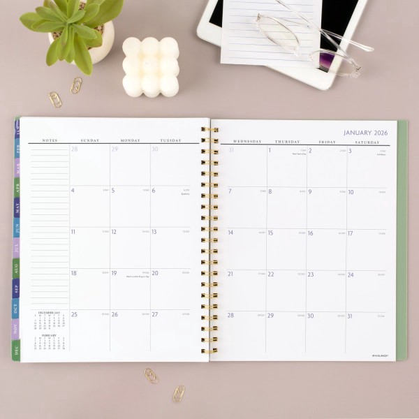 slide 5 of 9, 2025-2026 At-A-Glance Badge Weekly/Monthly Planner, 8-1/2"" X 11"", Green Tile, January To January, 1 ct