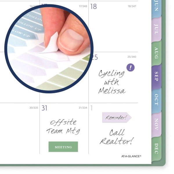 slide 4 of 9, 2025-2026 At-A-Glance Badge Weekly/Monthly Planner, 8-1/2"" X 11"", Green Tile, January To January, 1 ct