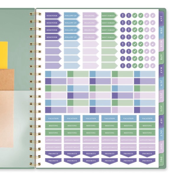 slide 8 of 9, 2025-2026 At-A-Glance Badge Weekly/Monthly Planner, 8-1/2"" X 11"", Green Tile, January To January, 1 ct
