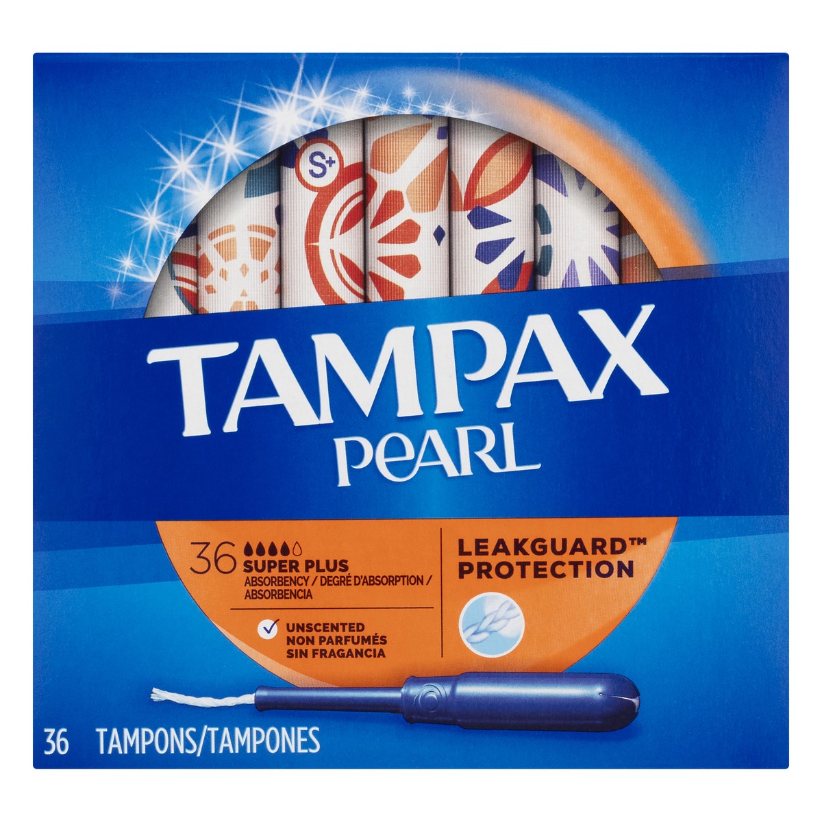 slide 1 of 8, Tampax S+ Super Plus Absorbency Pearl Unscented Tampons 36.0 ea, 36 ct
