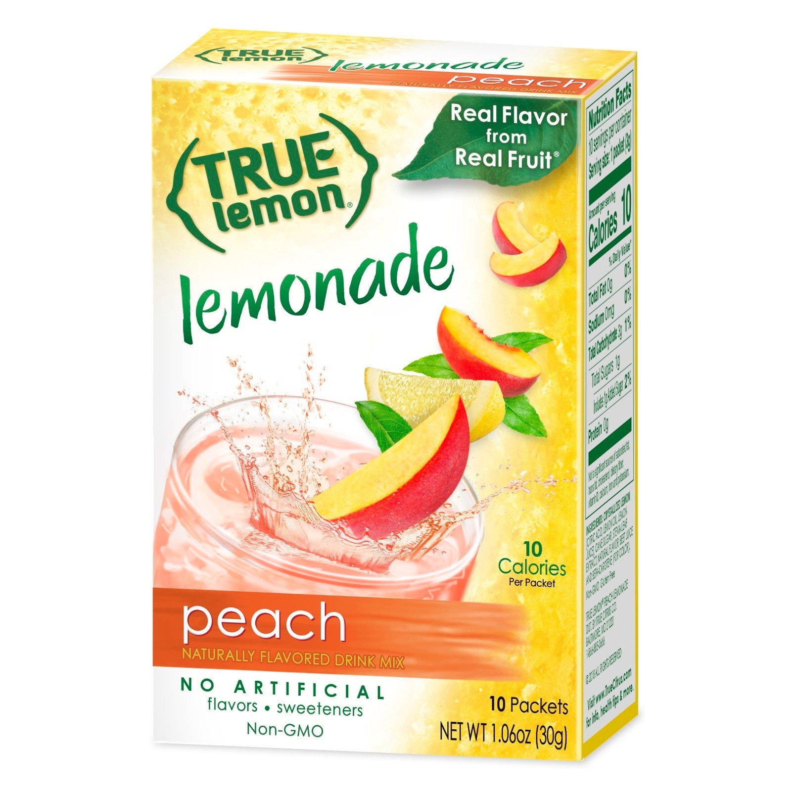 slide 1 of 1, True Lemon Peach Lemonade Drink Mix - 10 ct; 1.06 oz, 10 ct; 1.06 oz