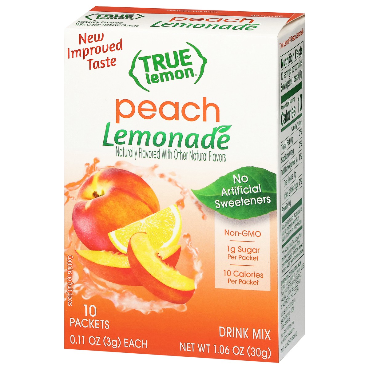 slide 11 of 13, True Lemon Peach Lemonade Drink Mix 10 - 0.11 oz Packets, 10 ct