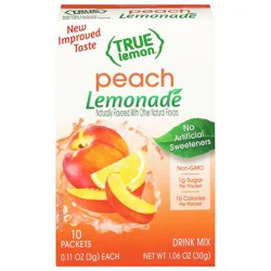 True Lemon Peach Lemonade Drink Mix 10 - 0.11 oz Packets