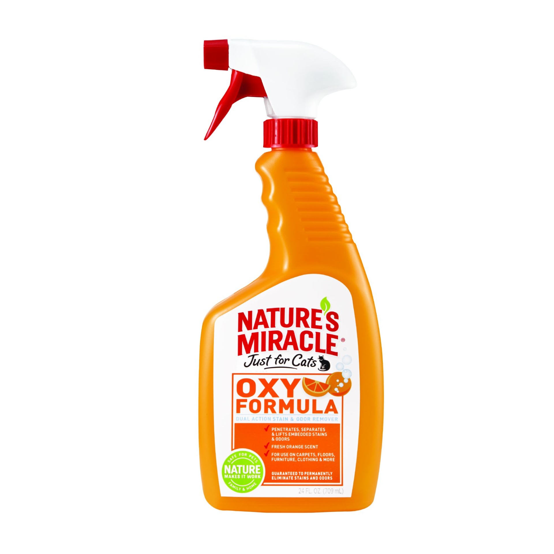 slide 1 of 1, Nature's Miracle Orange-Oxy Power Just for Cats Stain & Odor Remover, 24 fl oz