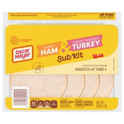 Oscar Mayer Sub Kit with Honey Ham & WATER PRODUCT, 32% OF WEIGHT IS ADDED INGREDIENTS & Honey Smoked Turkey Breast & White Turkey Deli Lunch Meat, 16 oz Tray