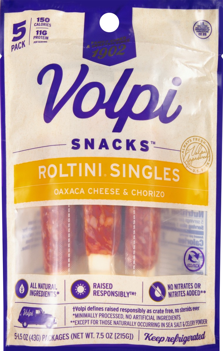 slide 5 of 12, Volpi Keto-Friendly Volpi Roltini Singles with Oaxaca Cheese & Chorizo 5pk, 5 ct