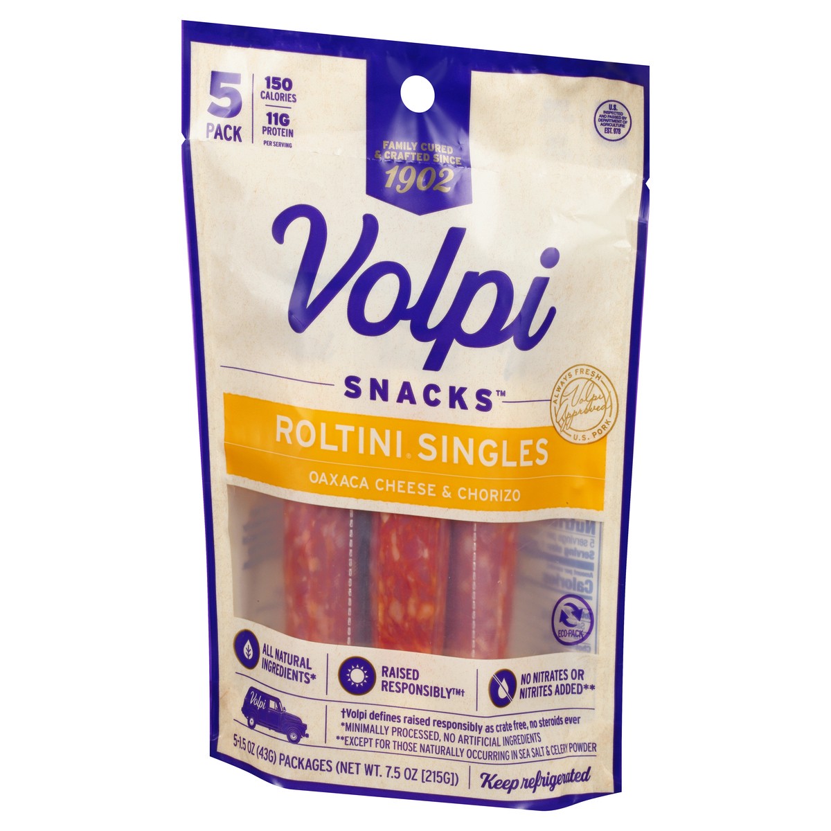 slide 8 of 12, Volpi Keto-Friendly Volpi Roltini Singles with Oaxaca Cheese & Chorizo 5pk, 5 ct