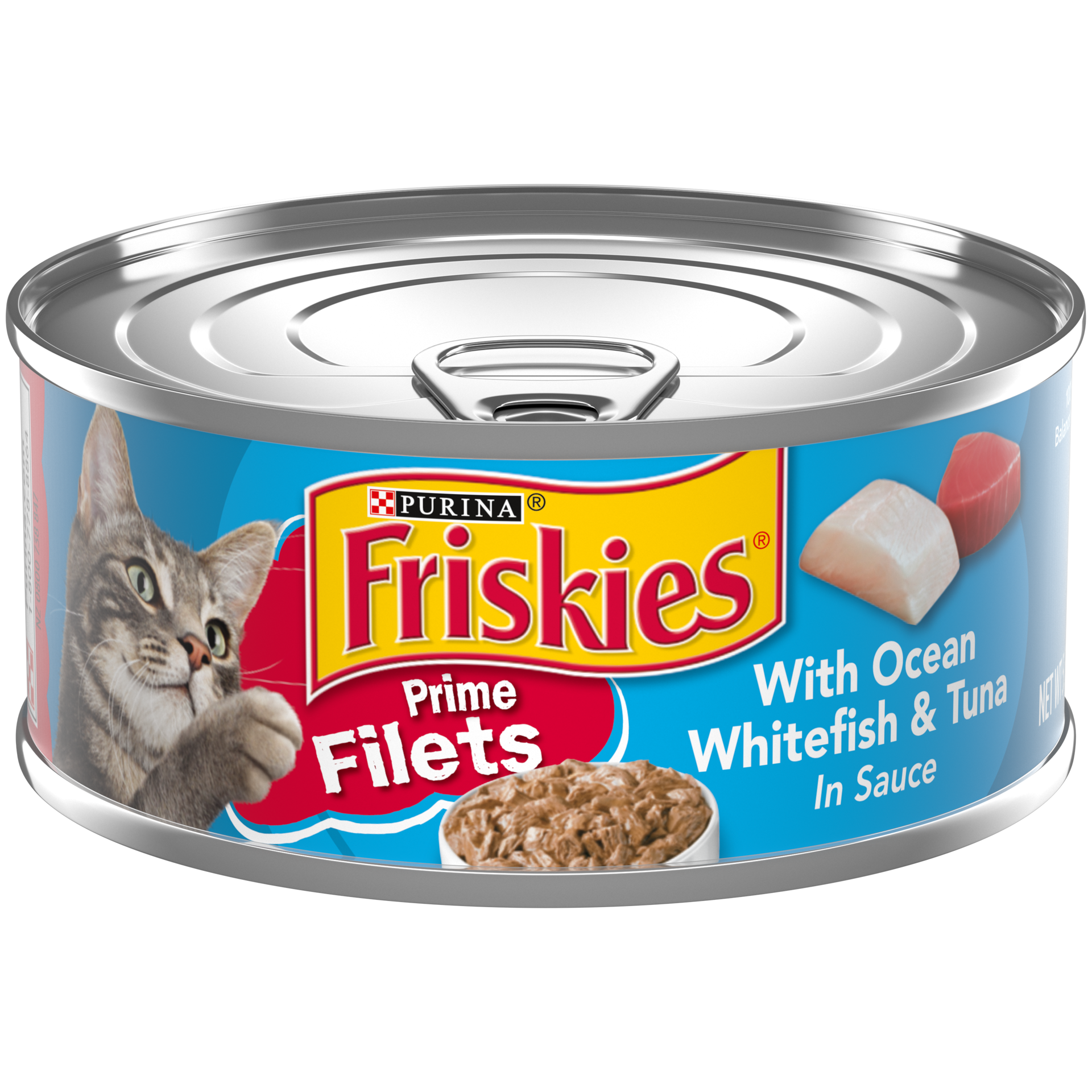 slide 1 of 7, Friskies Purina Friskies Wet Cat Food, Prime Filets With Ocean Whitefish & Tuna in Sauce, 