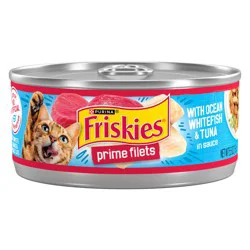 Purina Friskies Wet Cat Food, Prime Filets With Ocean Whitefish & Tuna in Sauce