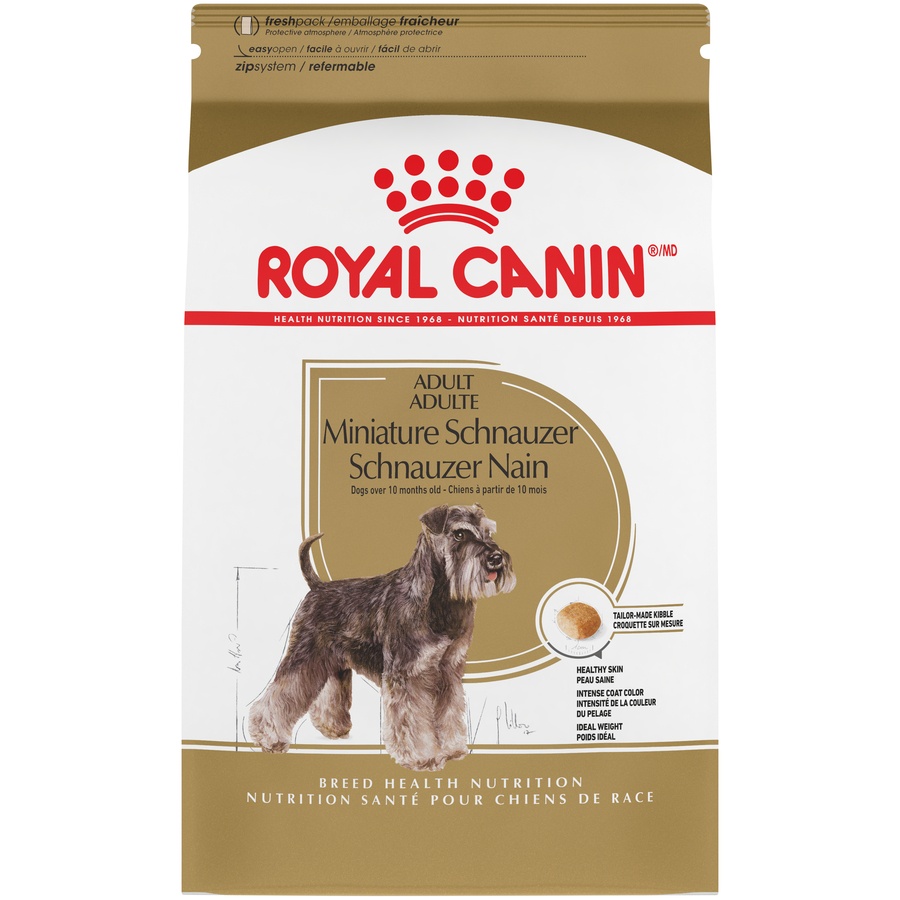 slide 1 of 9, Royal Canin Breed Health Nutrition Miniature Schnauzer Adult Dry Dog Food, 10 lb