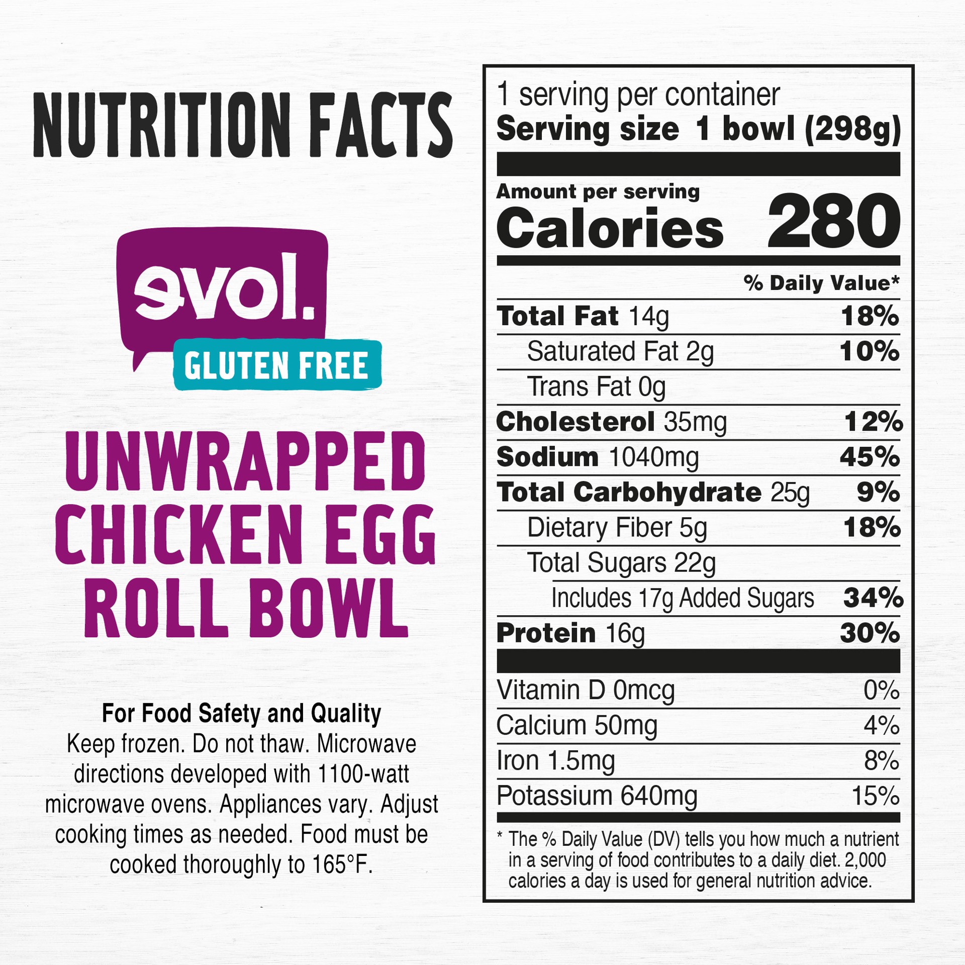 slide 5 of 5, EVOL Unwrapped Chicken Egg Roll Bowl, 10.5 oz