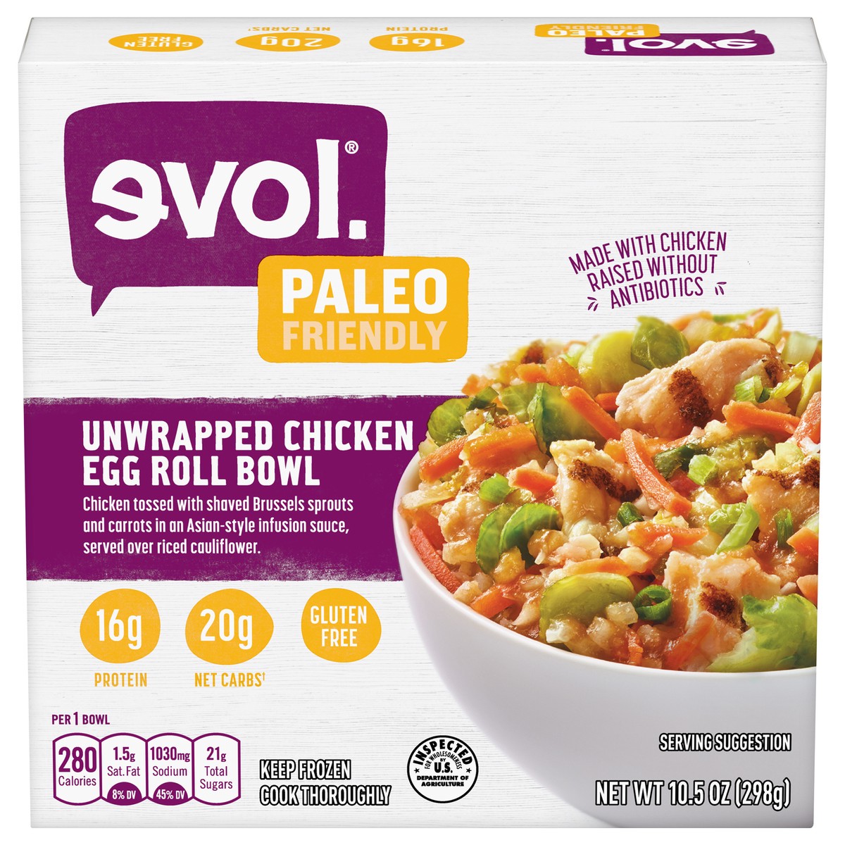 slide 1 of 5, EVOL Unwrapped Chicken Egg Roll Bowl, 10.5 oz