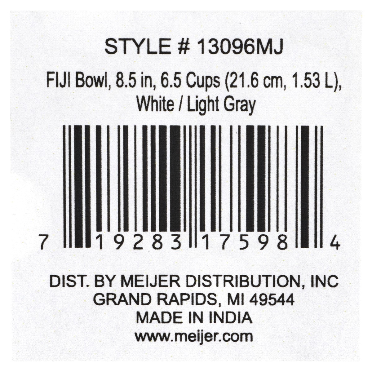 slide 5 of 5, Meijer Pet Food Bowl White/Light Gray, 6.75 Cups, 1 ct