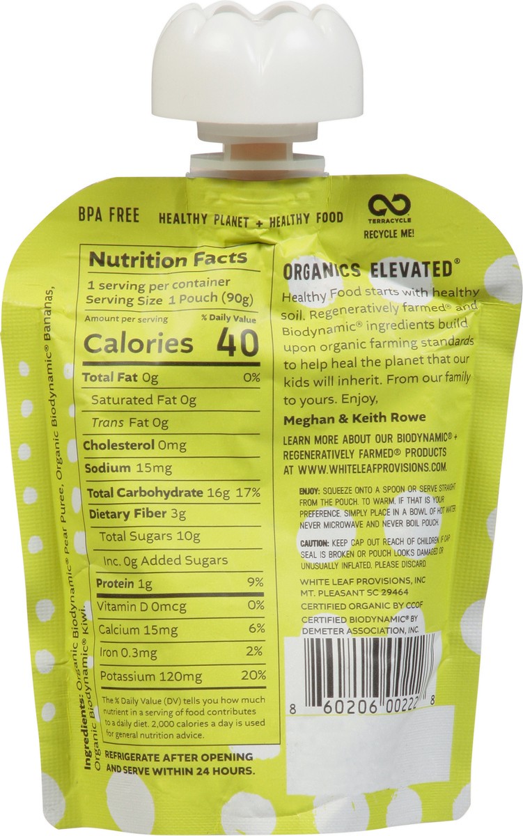 slide 7 of 12, White Leaf Provisions Pear + Banana + Kiwi Baby Food 3.17 oz, 90 gram