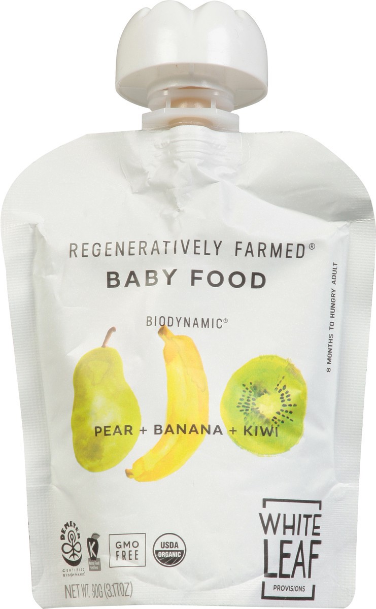slide 5 of 12, White Leaf Provisions Pear + Banana + Kiwi Baby Food 3.17 oz, 90 gram