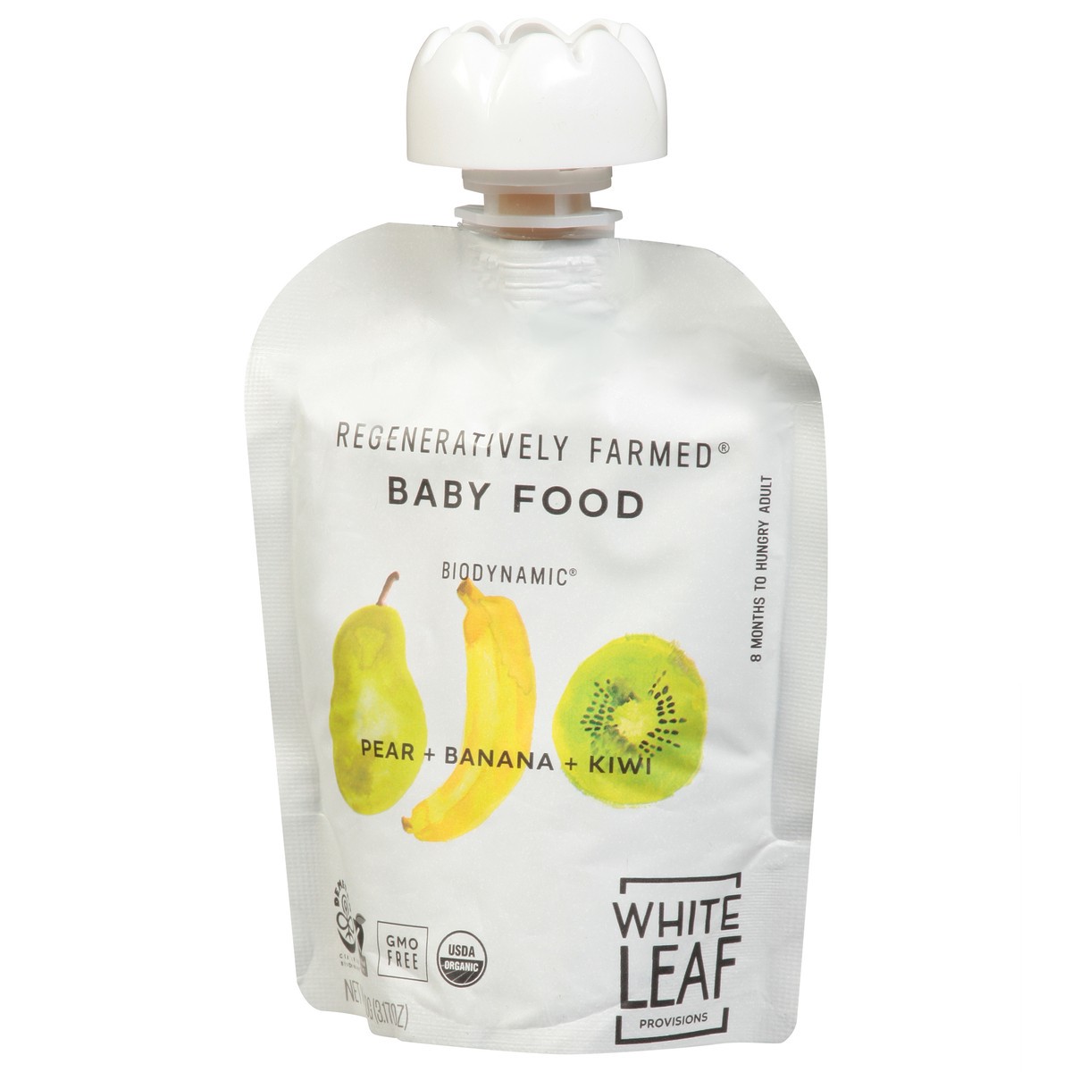 slide 8 of 12, White Leaf Provisions Pear + Banana + Kiwi Baby Food 3.17 oz, 90 gram