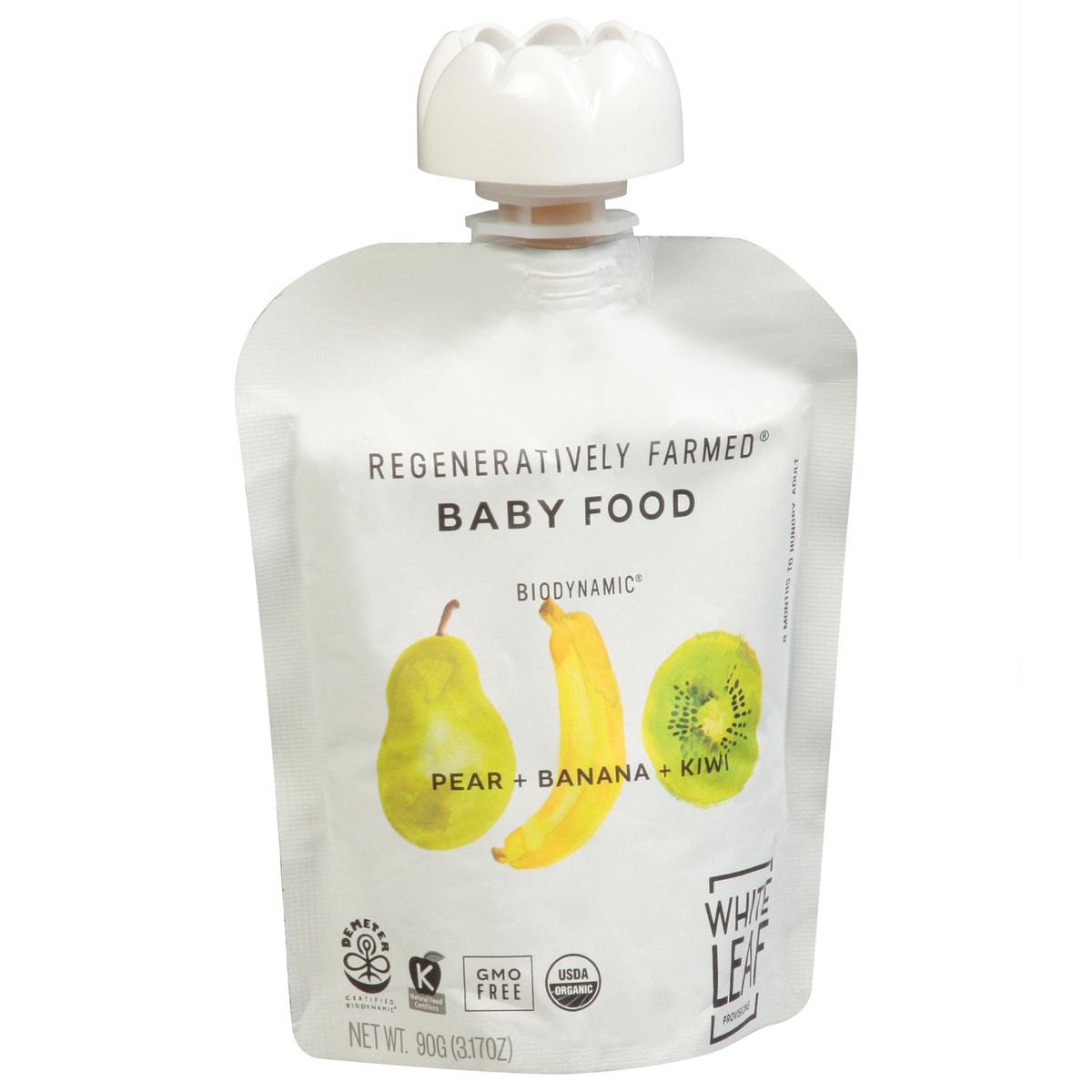 slide 6 of 12, White Leaf Provisions Pear + Banana + Kiwi Baby Food 3.17 oz, 90 gram