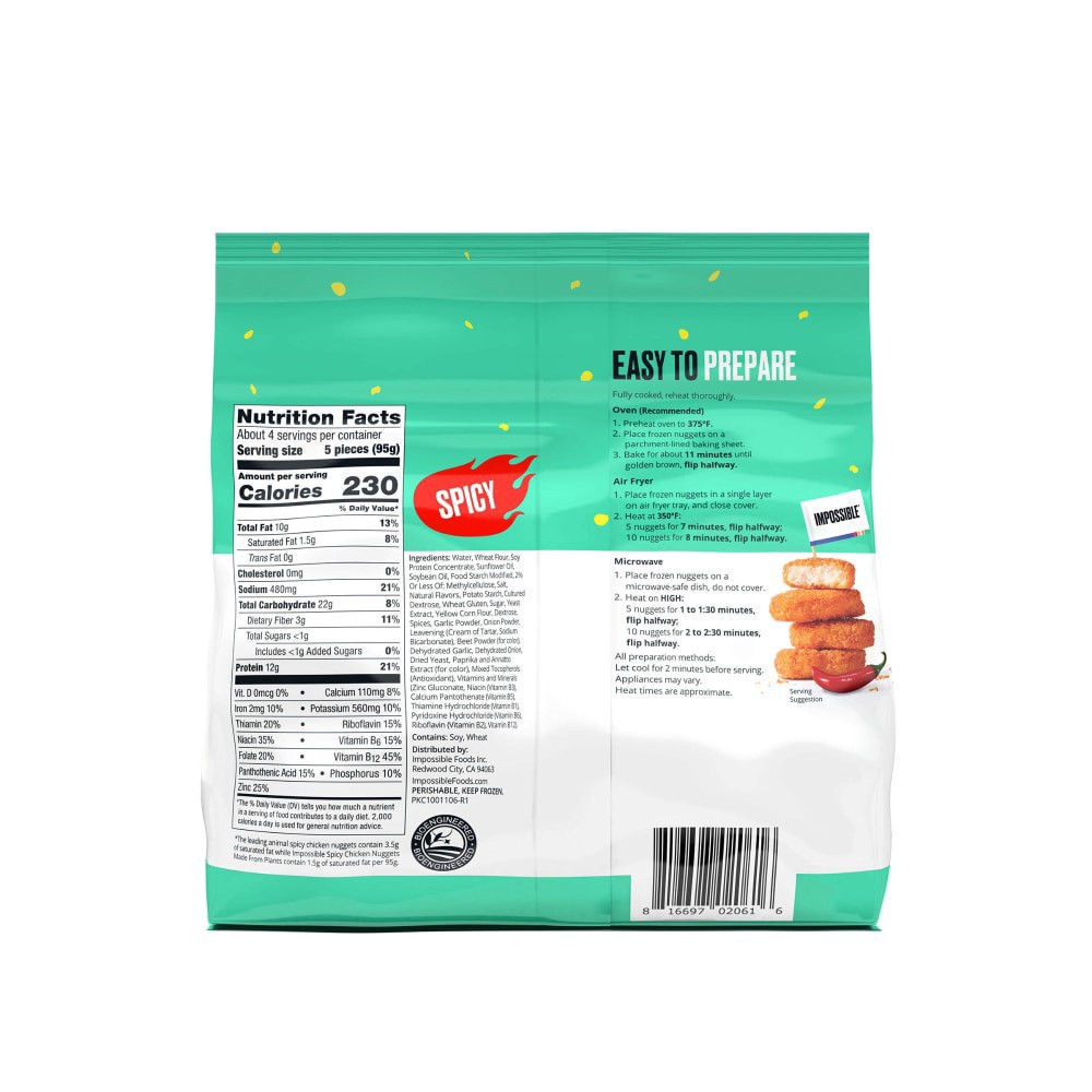 slide 6 of 6, Impossible Plant-Based Frozen Spicy Chicken Nuggets, 13.5 oz