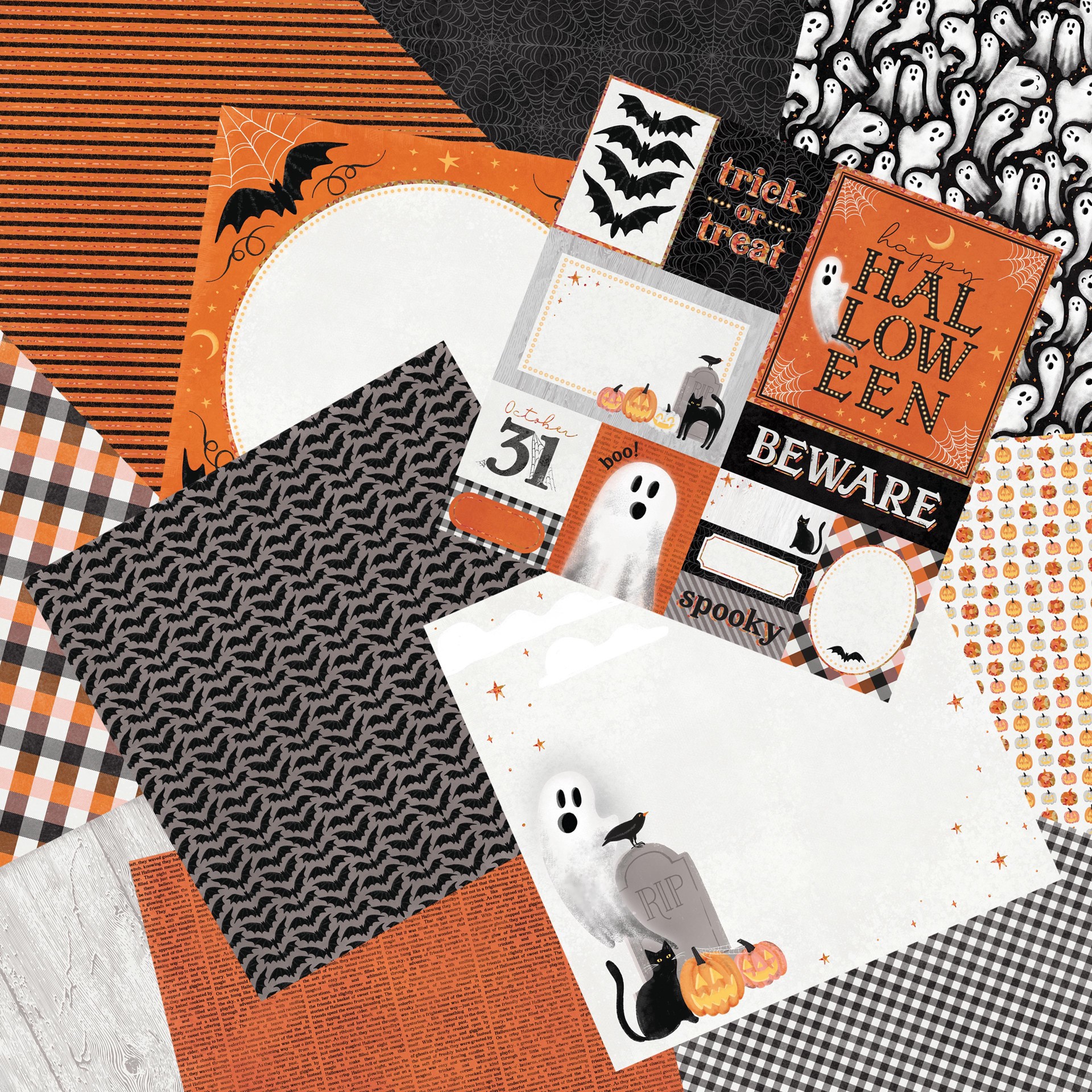 slide 2 of 3, 12" X 12" Vintage Halloween Paper Pad By Recollections, 24 Sheets, 12 in x 12 in