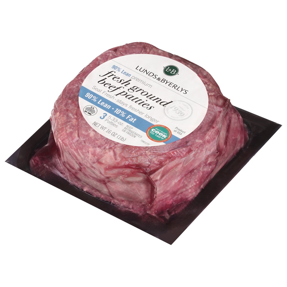 slide 4 of 4, Lunds & Byerlys 90%/10% Premium Fresh Ground Beef Patties 16 oz, 16 oz