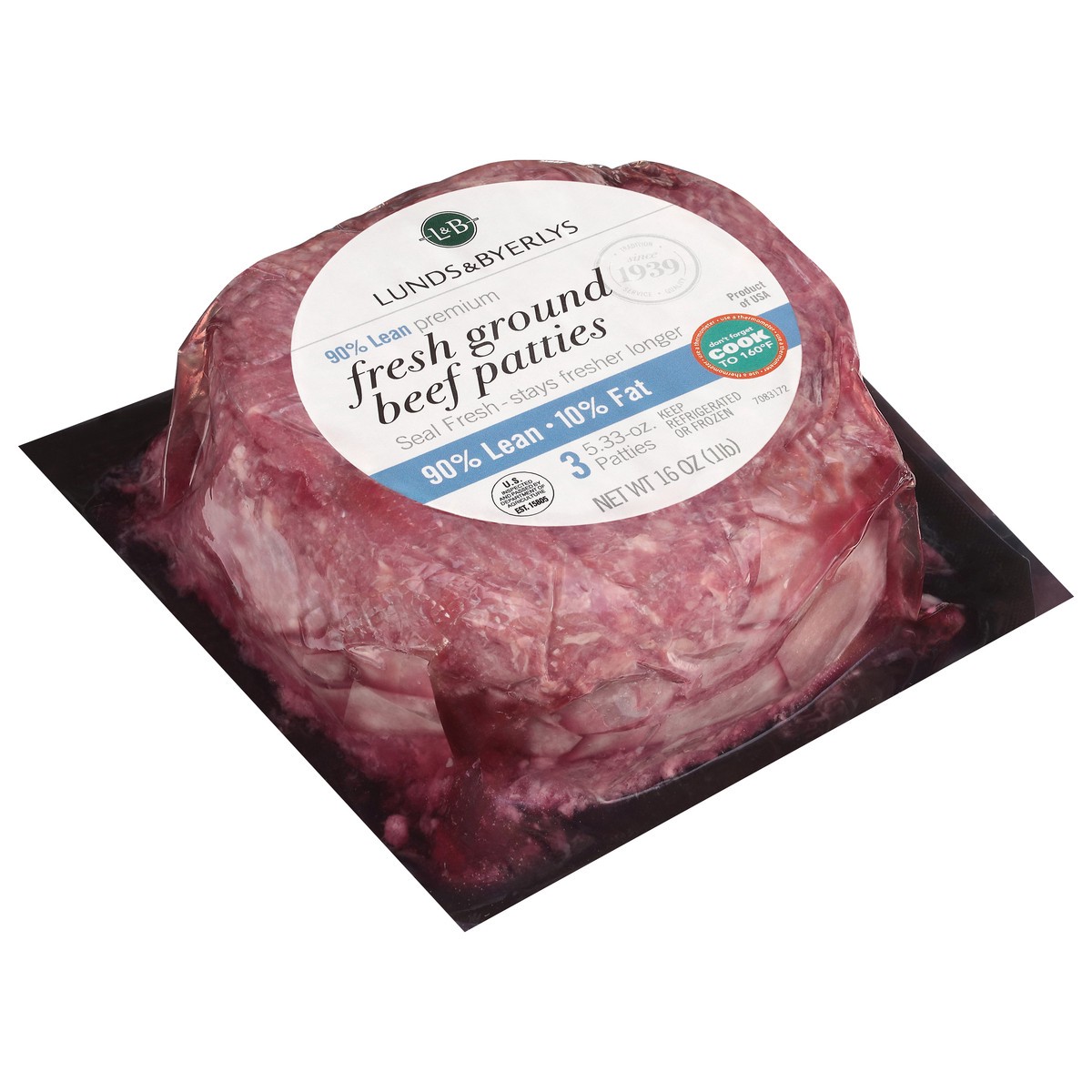 slide 2 of 4, Lunds & Byerlys 90%/10% Premium Fresh Ground Beef Patties 16 oz, 16 oz