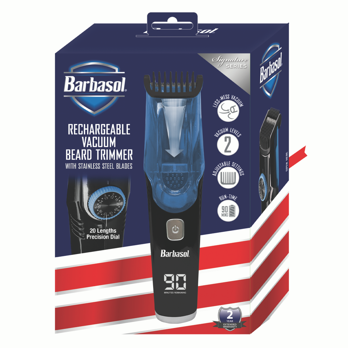 slide 1 of 29, Barbasol LCD Rechargeable Vacuum Beard Trimmer, 1 ct