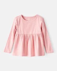 Carter's Toddler Girl Long-Sleeve Peplum Top - Pink Pink 3T